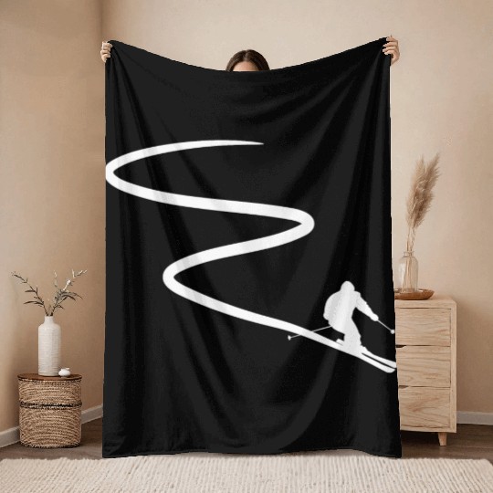 Skiing Mountains Winter sports Nature Throw Blankets
