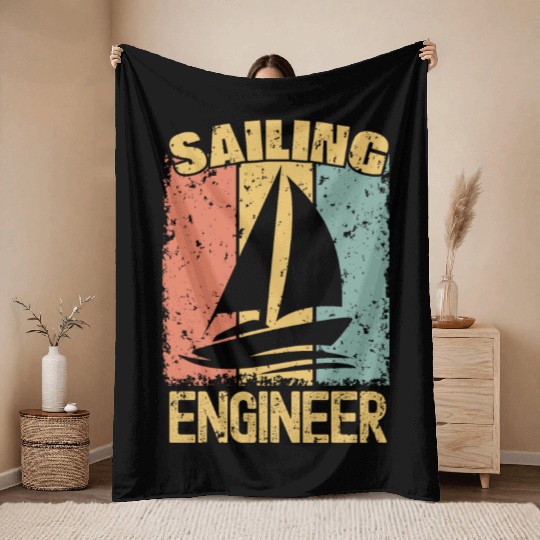 Sailing Engineer retro Throw Blankets