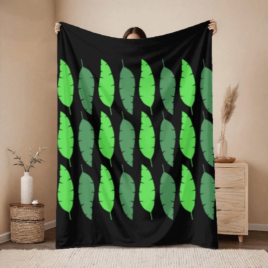 Banana Exotic Green Leaves Pattern Throw Blankets