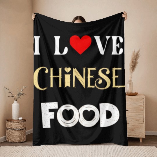 I Love Chinese Food Throw Blankets