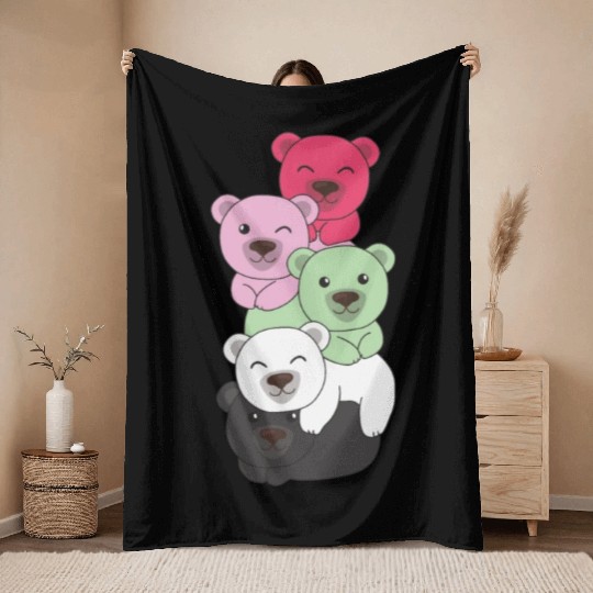 Recipromantic Flag Pride Lgbtq Cute Bear Throw Blankets