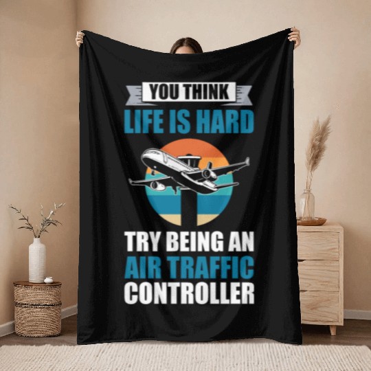 Aviation Aircraft Runway Air Traffic Controller Throw Blankets