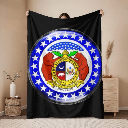 Re-Imagined Missouri State Seal in Glass Bubble Throw Blankets