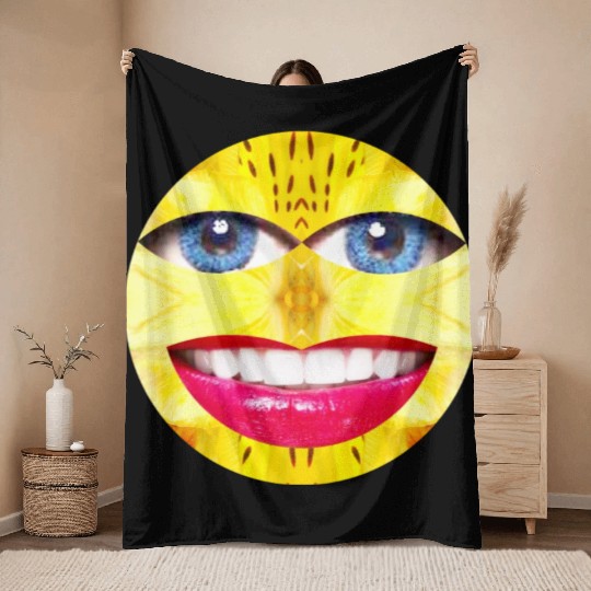 Smile Face Have a Nice Day Promote Happiness Joy Throw Blankets