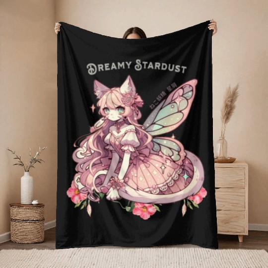 Enchanted Dreamy Stardust-A Cat Fairycore Fantasy Throw Blankets