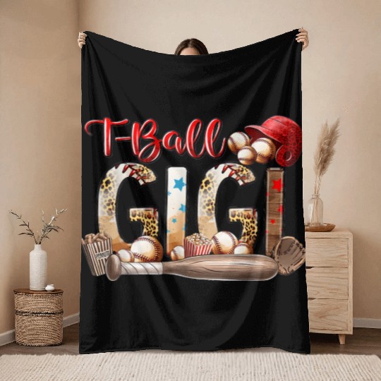 Leopard T-ball Gigi For Baseball Lover Throw Blankets