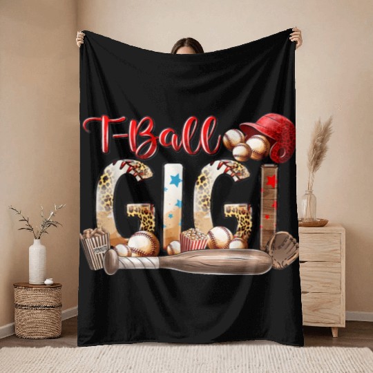 Leopard T-ball Gigi For Baseball Lover Throw Blankets