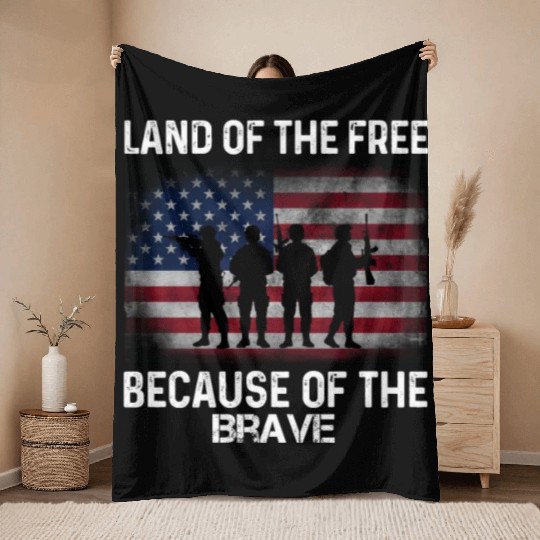 Land of the free because of the brave Throw Blankets