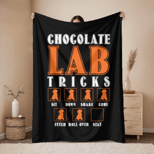Brown Labrador CHOCOLATE LAB TRICKS Stubborn Throw Blankets