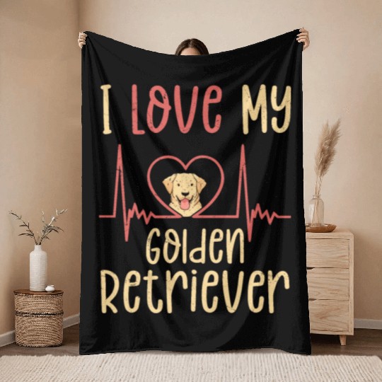 I Love My Golden Retriever Dog Owner Retriever Bre Throw Blankets