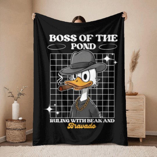 Donald Duck: Boss of the Pond Throw Blankets