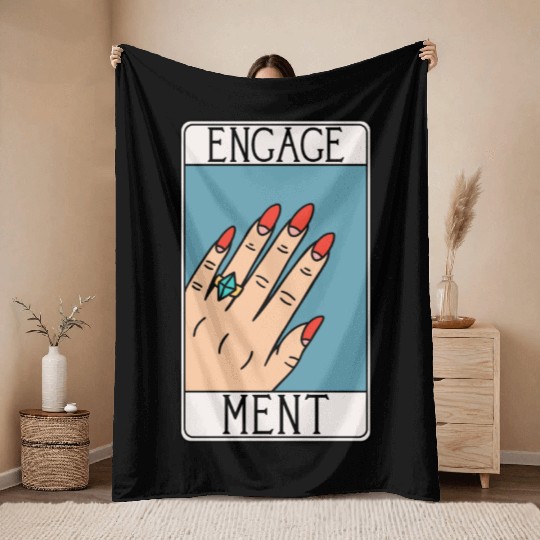 Engagement - Engaged Tarot Card - Wedding Proposal Throw Blankets