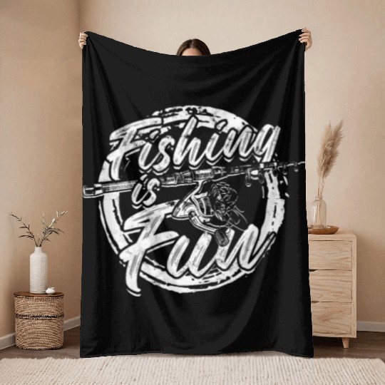 Fishing is fun - Hobby Throw Blankets