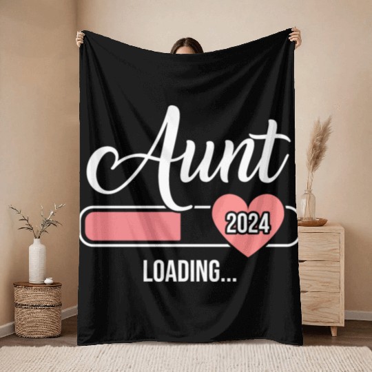 Aunt 2024 loading bar for soon to be auntie Throw Blankets