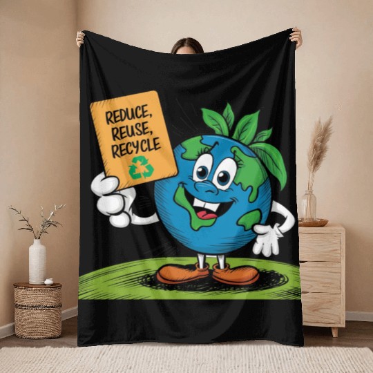 Reduce, Reuse, Recycle Earth day - April 22 Throw Blankets
