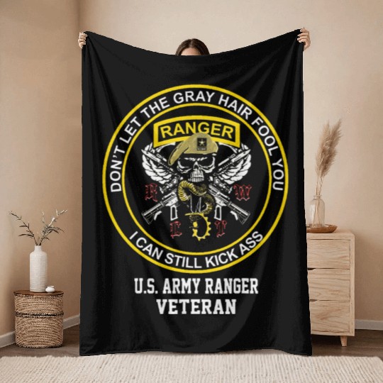 Retired US Army Ranger Veteran USA Military Vet Throw Blankets