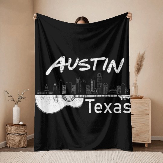 Austin Texas Souvenir Guitar Music Lover Throw Blankets