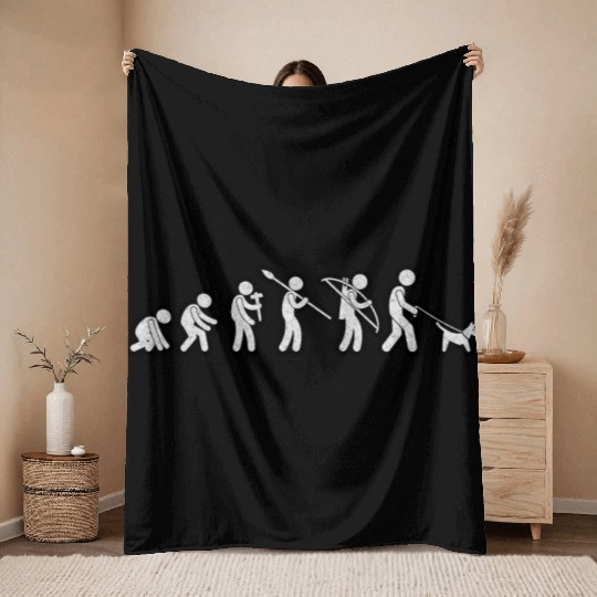 Evolution of Man Gassi Gehen White Grunge Throw Blankets
