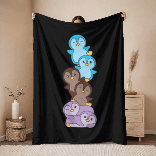 Androsexual Flag Pride Lgbtq Cute Penguin Throw Blankets