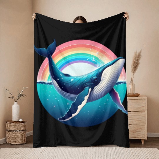 Vintage Whale Throw Blankets