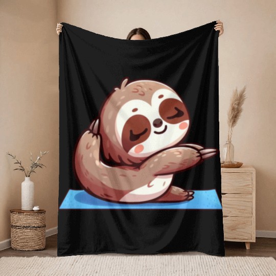 Sloth Yoga & Gymnastics Poses Throw Blankets