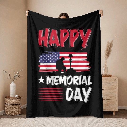 Memorial day Throw Blankets