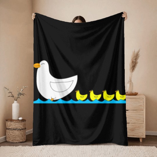 Duck with ducklings Throw Blankets