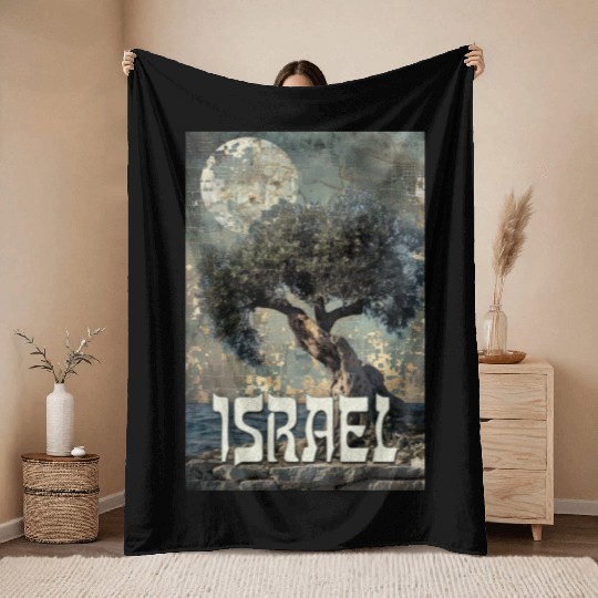 Israeli Scene with Olive Tree and the Throw Blankets