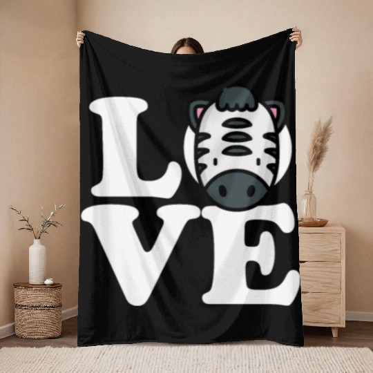LOVE Zebra Funny Stripes Animal Face African Pun Throw Blankets