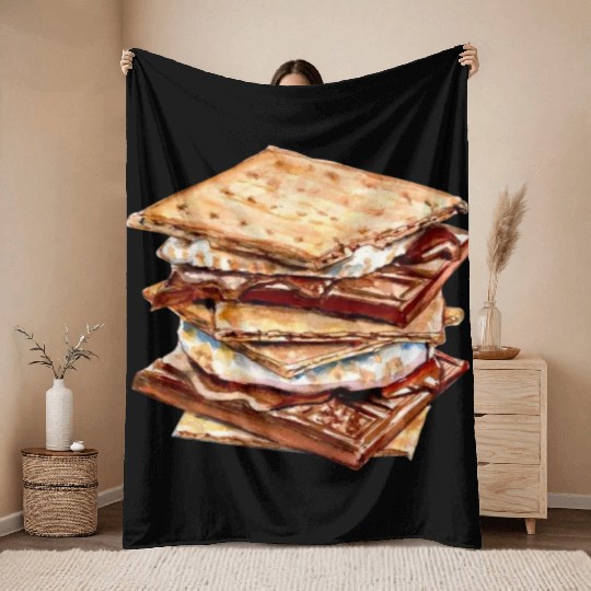 Graham Crackers Chocolate Marshmallow Smores Throw Blankets