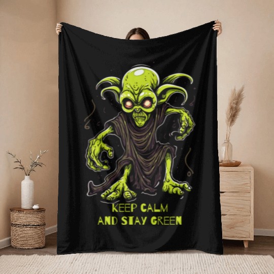 Keep Calm and Stay Green Goblin Throw Blankets