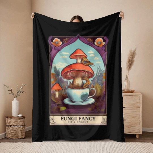 Fungi Fancy Tarot Throw Blankets