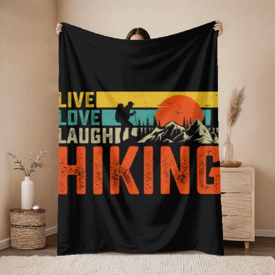 Live love laugh hiking Throw Blankets
