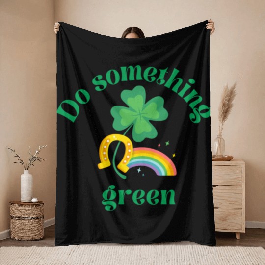 Do something green rainbow Throw Blankets