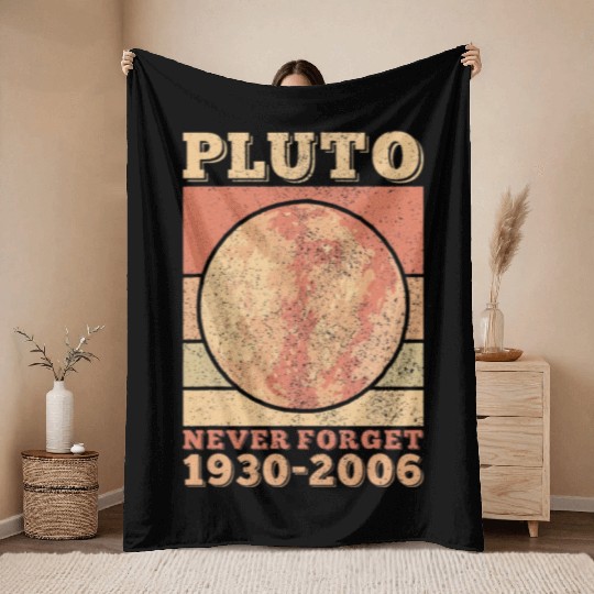 Pluto Never Forget Space Science Astronomy Throw Blankets