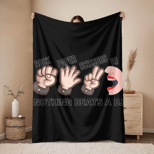 Rock Paper Scissors BJ Throw Blankets