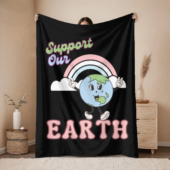 Support Our Earth Day Throw Blankets