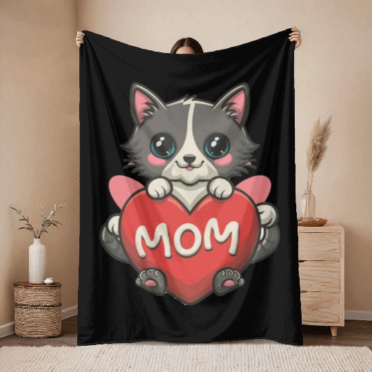 cat mom Throw Blankets