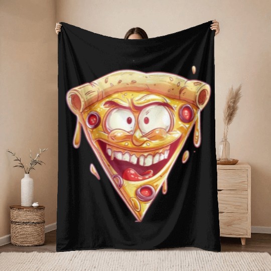 Cheesy Grinning Slice Captures Joy Throw Blankets