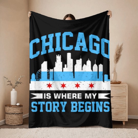 Unique Chicago Skyline Windy City 312 Throw Blankets
