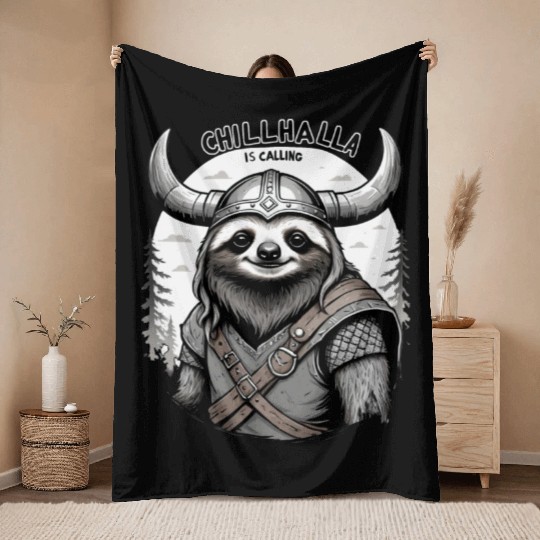 Chillhalla is Calling, Sloth design Throw Blankets