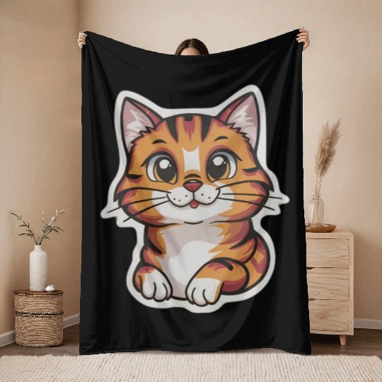 cute cat design Throw Blankets