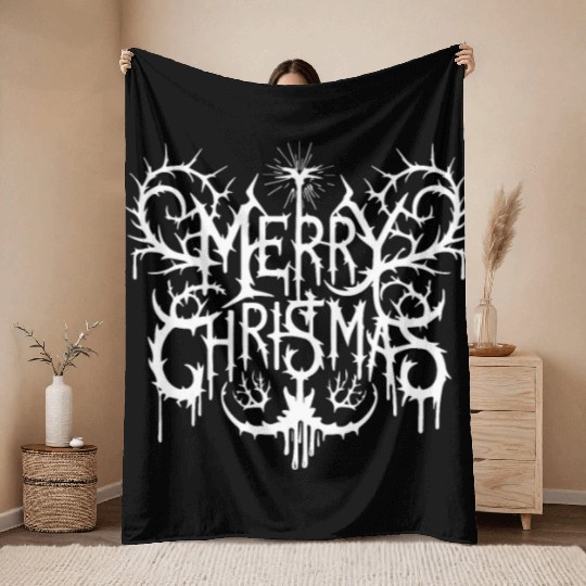 Merry Christmas | Deathcore Festive Holiday Metal Throw Blankets