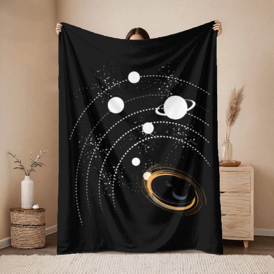 Vacuum Cleaner Vacuum Stars Robot Space Throw Blankets