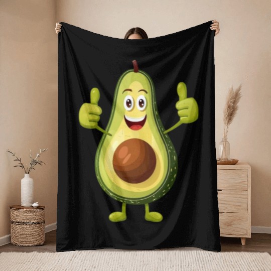 Avocado Thumbs Up Throw Blankets