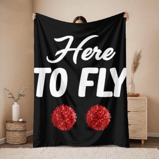 Here To Fly Funny Cheer Flyer Football Backspot Throw Blankets