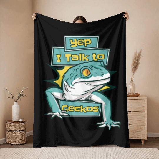I Talk To Geckos Lizard Gekkota Crested Leopard Throw Blankets