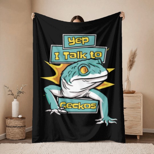 I Talk To Geckos Lizard Gekkota Crested Leopard Throw Blankets