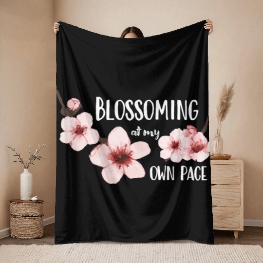 Spring floral Throw Blankets Elegant Cherry Blossom Design