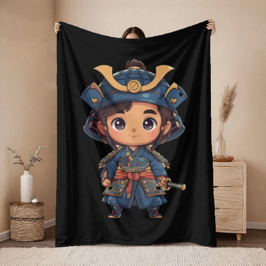 Samurai warrior Kid Throw Blankets